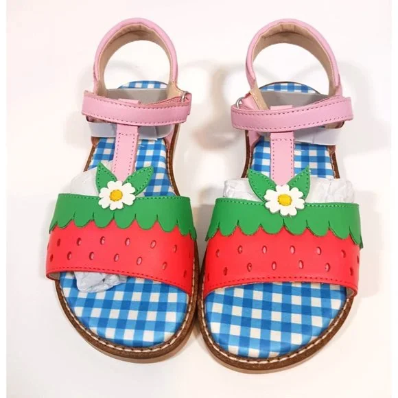 Boden Shoes Boden Pink Strawberry Leather Girls Sandals Size